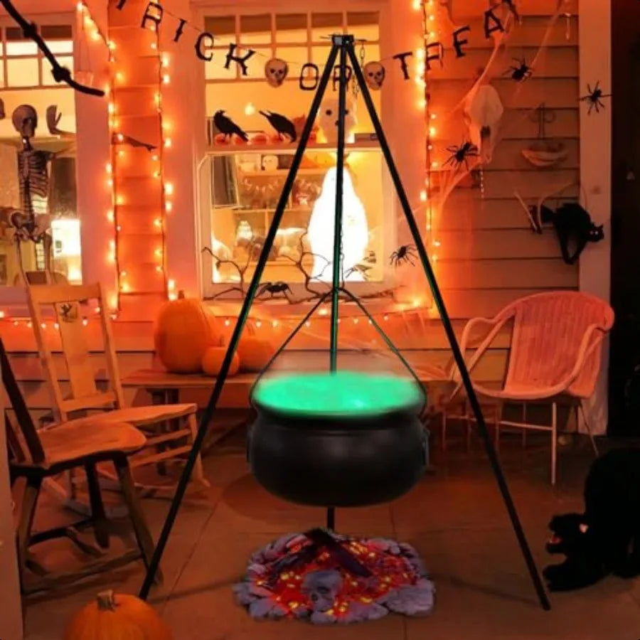Halloween Decorations Large Witches Cauldron on 54 Tripod With Lights Black Plastic Bowl Decor Hocus Pocus Candy Bucket Decorat