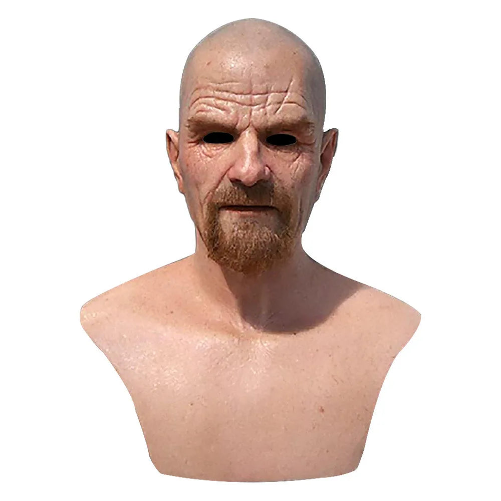 American TV Series Deadly Poison Master Old White Mask Bald Old Man Latex Head Cover Halloween Cosplay Funny Prop