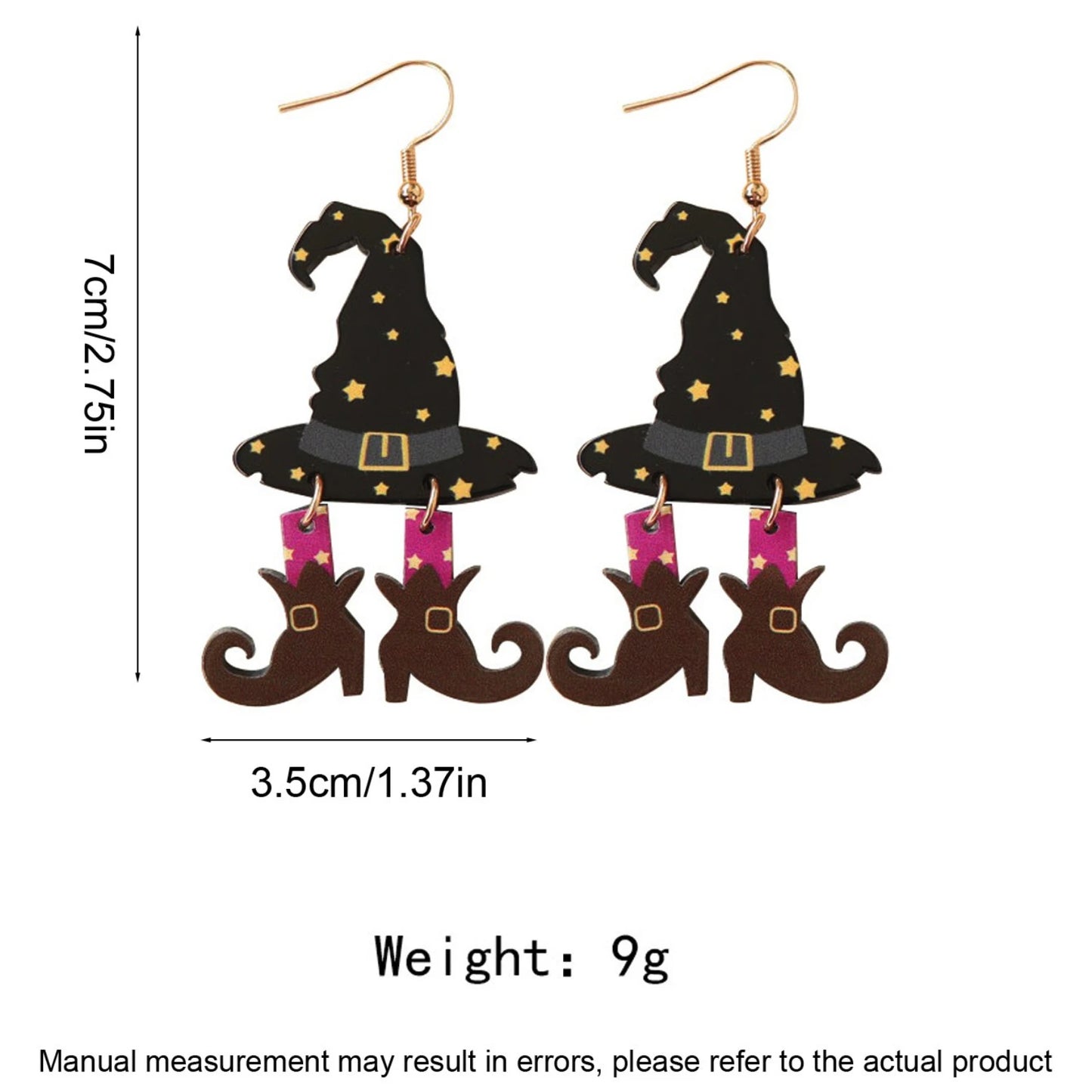 A Halloween Wizard Hat, Boots, Acrylic Printed Earrings, Horror Cartoon Funny Earrings, Female