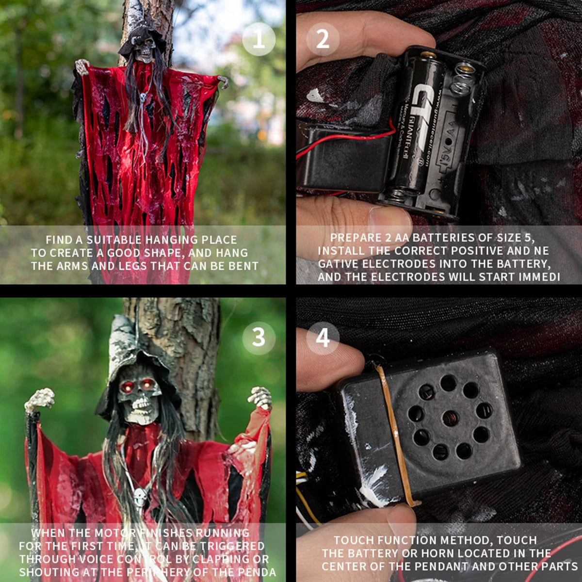 1PC Halloween Horror Props, Haunted House Decorations, Emitting Sound, Skull, Ghost Head, and Small Hanging Ghost