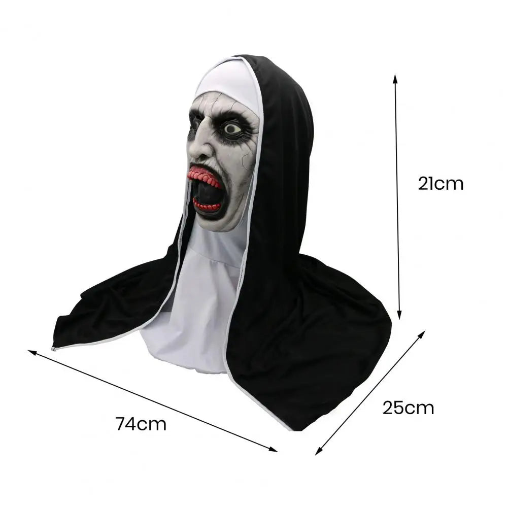 1 Set Halloween Headgear Scary Nun Emulsion Headgear Halloween Thriller Cosplay Costume the Horror Scary Nun Latex Mask Party