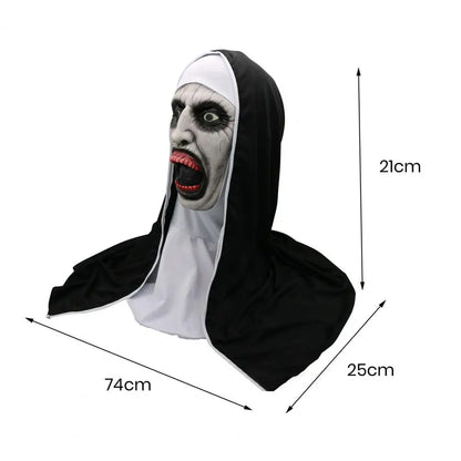 1 Set Halloween Headgear Scary Nun Emulsion Headgear Halloween Thriller Cosplay Costume the Horror Scary Nun Latex Mask Party