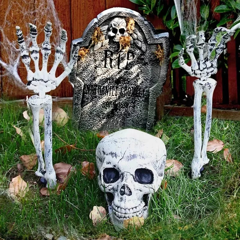Halloween Decorations Home Decor Skeleton Head Outdoor Scary Props Realistic Skull & Hands Yard Prank Festivals Party Supplies