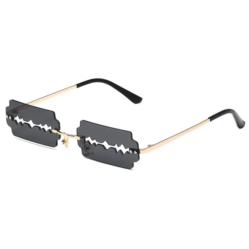 Festival Rimless Rectangle Sunglasses Women Unique Razor Blade Funny Sun Glasses Personality Trend Catwalk Party Hip Hop Eyewear