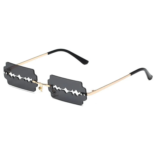 Festival Rimless Rectangle Sunglasses Women Unique Razor Blade Funny Sun Glasses Personality Trend Catwalk Party Hip Hop Eyewear