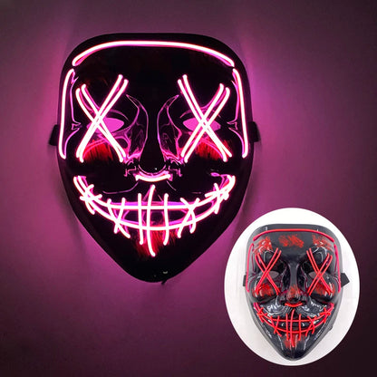 Shuffle Dance Mask Luminous Purge Mask Demon Slayer Glowing Masquerade Cosplay Mask for Halloween Horror Haunted House Props