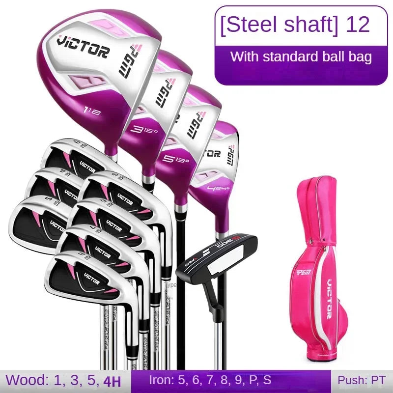 PGM Golf Clubs Golf Club Set Ladies Beginner Complete Set 12 Pcs/9 Pcs/4 Pcs,carbon Rod/Steel Pole LTG007
