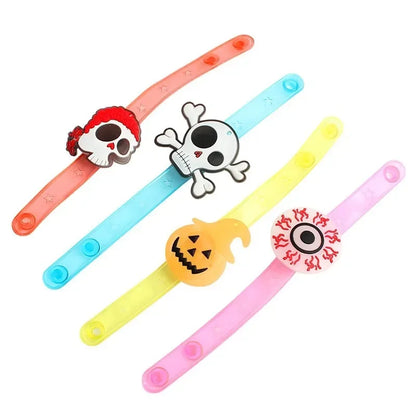 Halloween LED Light Up Bracelet Flashing Skeleton Bat Pumpkin Wristband Party Decoration Glowing Costume Accessory for Kid Adult