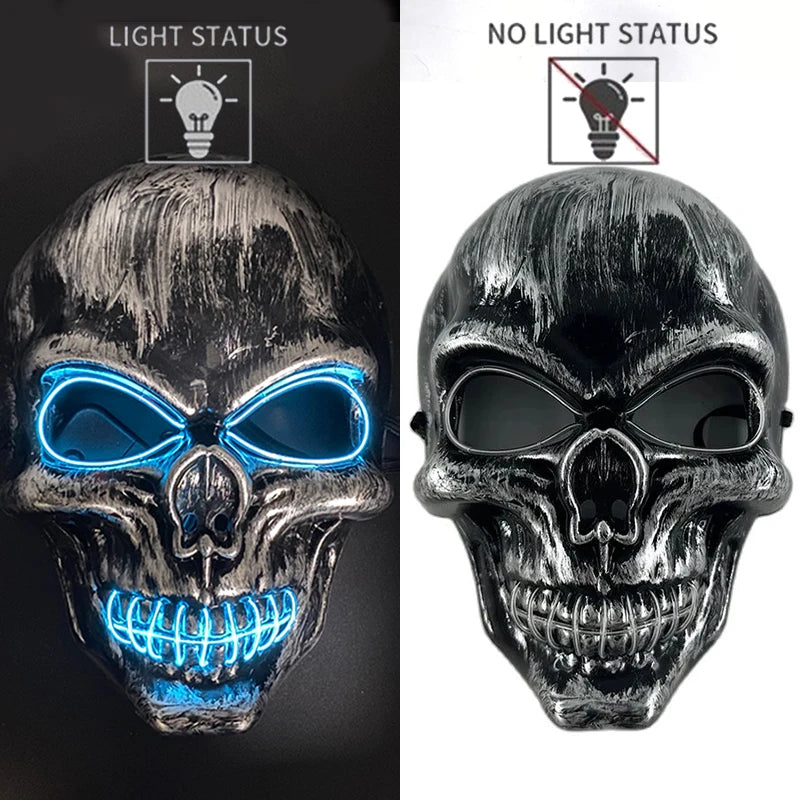 Halloween Scary Skull Skeleton Mask LED Light Up Mask for Halloween Festival Cosplay Costume Parties Carnival Night
