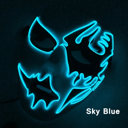 LED Hand-Painted Mask Halloween Carnival Masquerade Cosplay Horror Accessory Men's Mask Weird Face Mask Glowing Mascara Disfraz