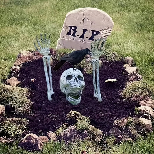 Halloween Decorations Home Decor Skeleton Head Outdoor Scary Props Realistic Skull & Hands Yard Prank Festivals Party Supplies