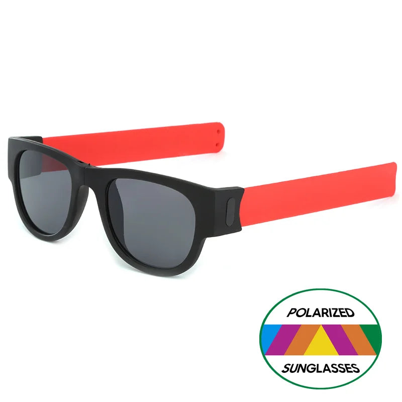 VIVIBEE Novelty Mirror Men Polarized Folding Sunglasses New Arrival Slap Sport Foldable Wristband Shades 2025 Trend Product