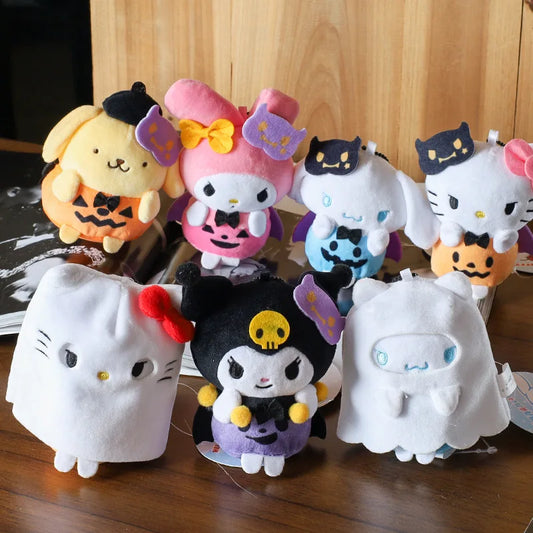 2023 New Sanrio Cinnamoroll Kuromi Halloween Cape Plush Pendant Doll Cute Doll School Bag Ornament Keychain Children's Gift