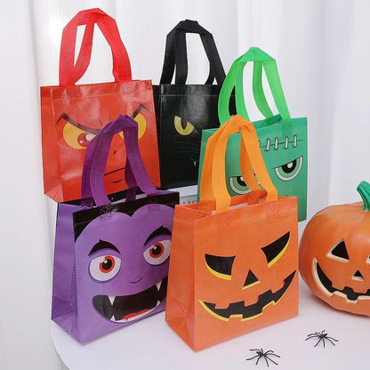 1-20pc Halloween Non-Woven Treat Bags Pumpkin Ghost Bat Mummy Monster Cat Pattern Totes Bag Trick or Treat Halloween Party Favor