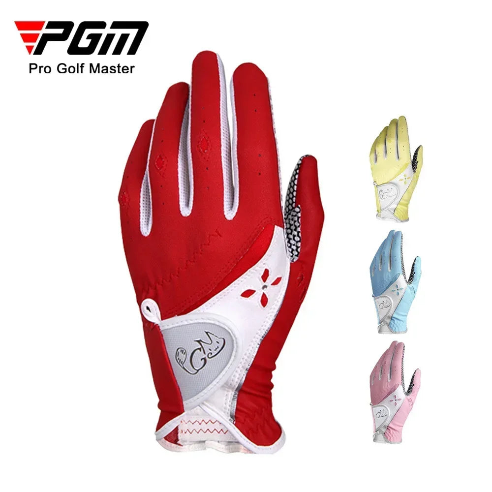 PGM 1 Pairs Women Golf Gloves Soft Breathable PU Leather With Non-Slip Particle Outdoor Sports Wholesale Accessories