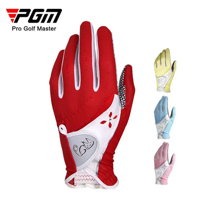 PGM 1 Pairs Women Golf Gloves Soft Breathable PU Leather With Non-Slip Particle Outdoor Sports Wholesale Accessories