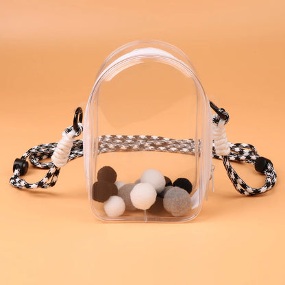For 15cm Labubu V2 Sitting Party Cotton Doll Crossbody Pain Bag Pvc Storage Bag Hairball Dolls Display Bag (No Dolls)