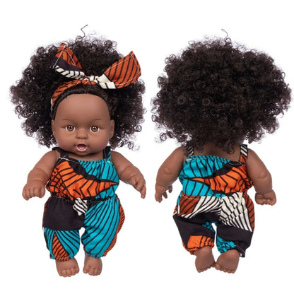 African Black Baby Toy With Curly Hair Christmas Simualtion Cartoon for Doll