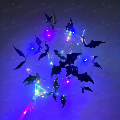 5pcs Halloween Glowing Balloon Set Transparent Bobo Balloon Bat Stickers Halloween Party Decoration Day of the Dead Decoration