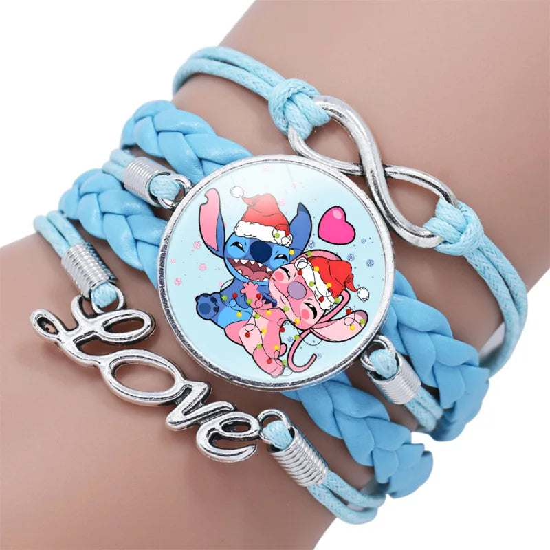 Disney Stitch Bracelet Cartoon Lilo & Stitch Anime Figures Print Cute Wristand Present Kids Toys Girls Christmas Party Gift Toy