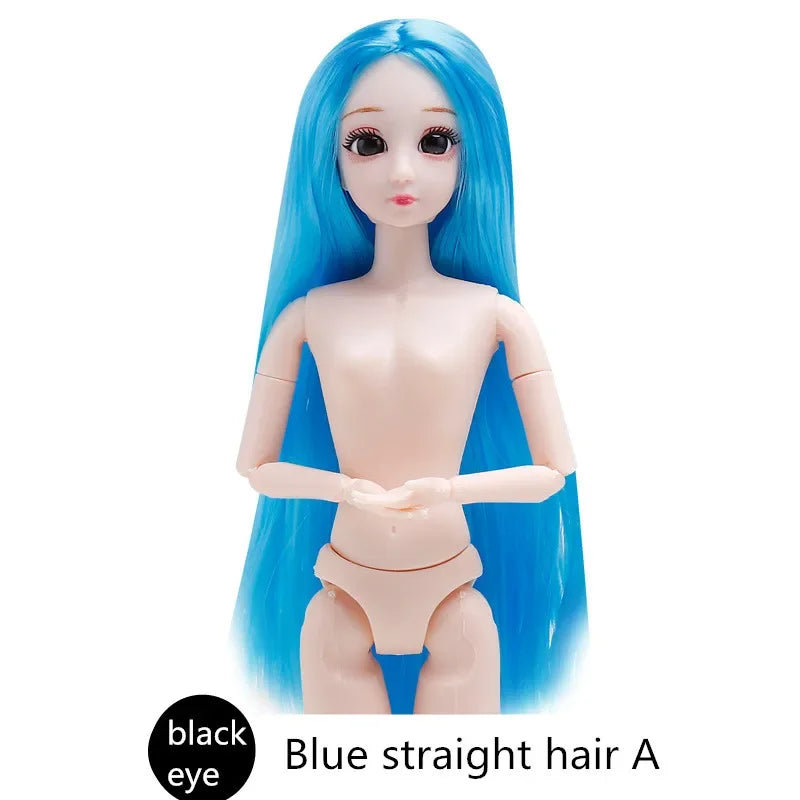 30cm 20 Movable Joints 3D Simulated Eyes Blue Purple Black Eye Long Hair 1/6 BJD Hinged Doll DIY Toy for Girls Gift