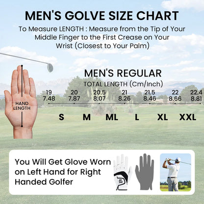 5/10 Pack Men's Golf Gloves for Left Hand  Synthetic Leather, Golf Glove for Right Handed Golfer All Weather Grip