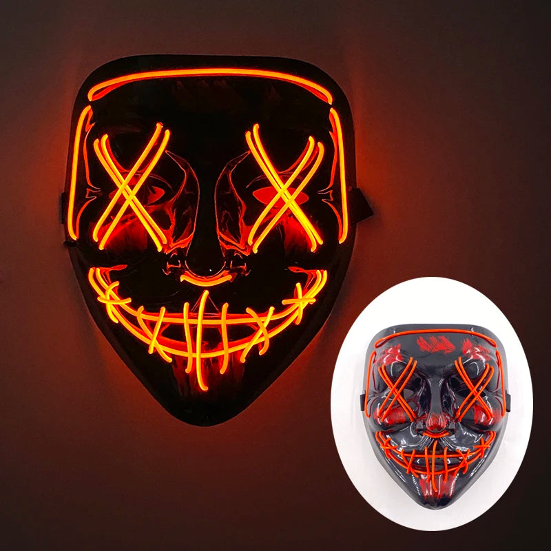 Shuffle Dance Mask Luminous Purge Mask Demon Slayer Glowing Masquerade Cosplay Mask for Halloween Horror Haunted House Props