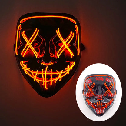 Shuffle Dance Mask Luminous Purge Mask Demon Slayer Glowing Masquerade Cosplay Mask for Halloween Horror Haunted House Props