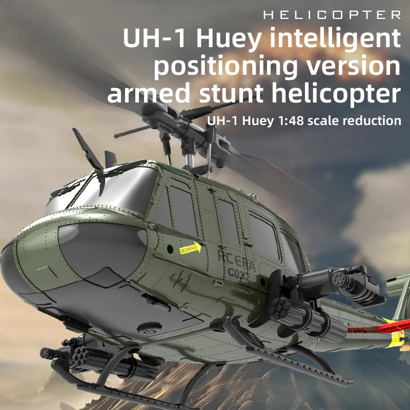 C032 UH-1 Brushless RTF RC Helicopter 6-Axis Gyroscope One Click 3D Flip Optical Flow Positioning UH1 Helicopter Model Hobby Toy
