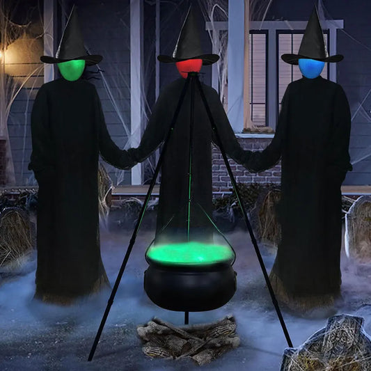 78cm Large Witch Cauldron on Tripod With Led String Light Halloween Party Decor Outdoor Hocus Pocus Candy Bowl Bucket Yard Porch