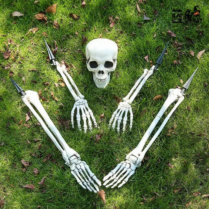 2025 Halloween Decoration Scary Skull Skeleton Hand Bone Realistic Skull Pile Yard Lawn Pile Garden Cemetery Home Decor