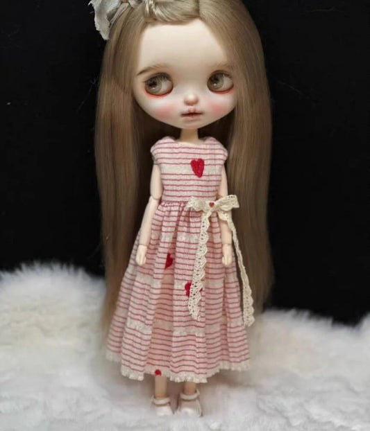 2024 Linen Literary Style Clothes Blythe Doll Outfit Dress 1/6 30cm BJD Anime Girl (Fit for Pullip,Ob22/24/26, Licca)