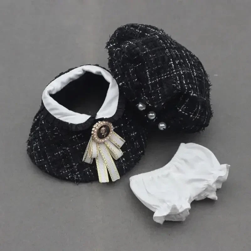 Mini Doll'S Clothes Outfit Accessories for Korea Kpop Exo 15-17cm Labubu Classic Grid Style Dress Cloak Set Beret Clothing Gift