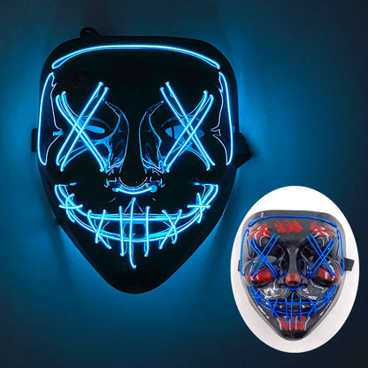 Shuffle Dance Mask Luminous Purge Mask Demon Slayer Glowing Masquerade Cosplay Mask for Halloween Horror Haunted House Props