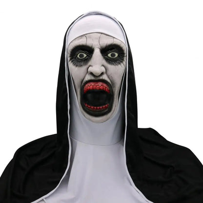 1 Set Halloween Headgear Scary Nun Emulsion Headgear Halloween Thriller Cosplay Costume the Horror Scary Nun Latex Mask Party