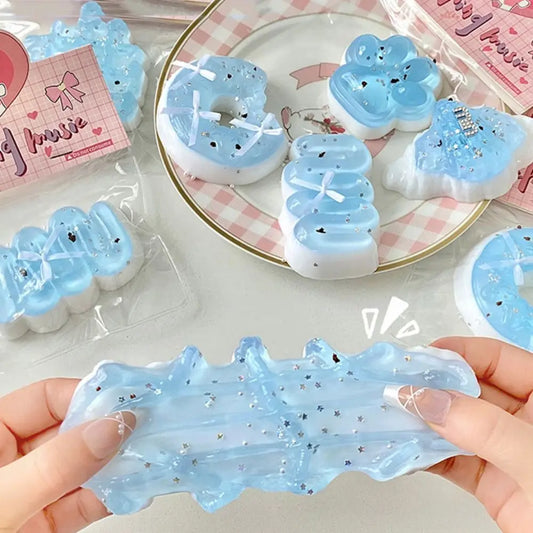 Interesting Kneading Cat Paw Squeeze Toy Silicone Handmade Donut Fidget Toy Colorful 3D Sea Salt Croissant Pinch Toy Children