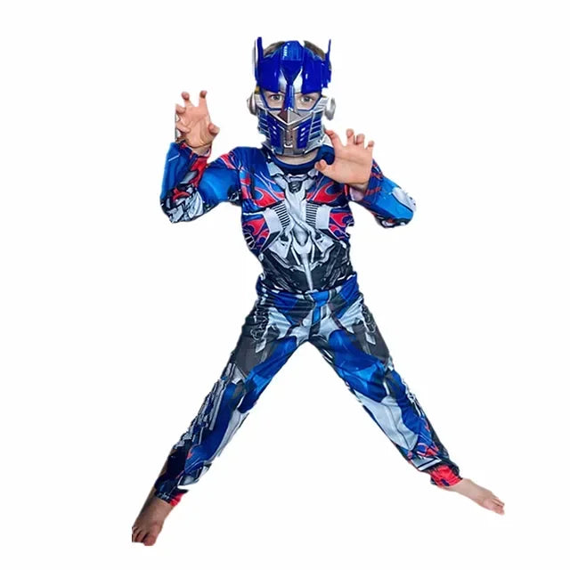 Children Superhero Role Playing Costume Movie Character Transformer Robot Fantasy Muscle Costume Boys Girls Halloween Mask Jumps