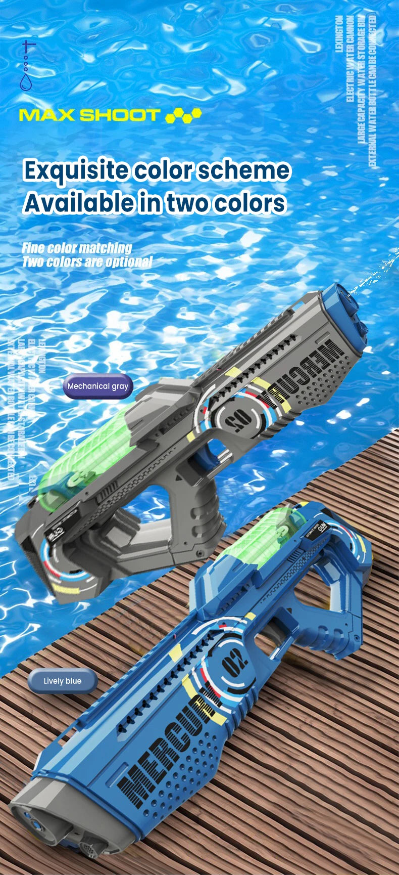 2024 NEW Summer Fully Automatic Luminous Water Blaster Gun，Electric Continuous Firing Water Gun，Pool Toy for Adult Kid Boy Gift