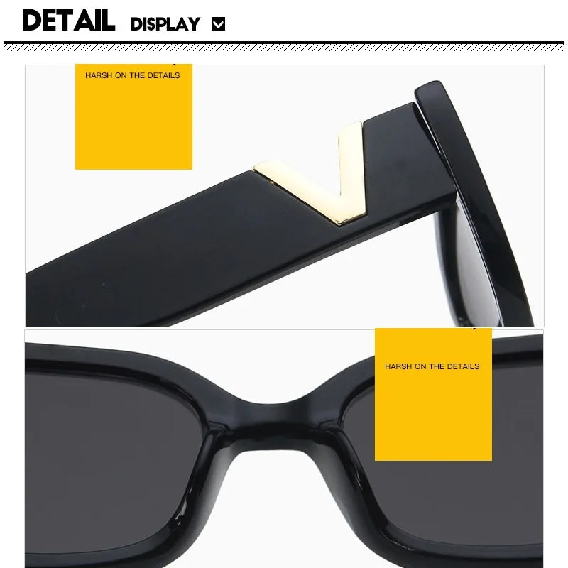 Retro Cat Eye Rectangle Sunglasses Women 2025 Trendy Vintage Designer v Sun Glasses  Eyewear Woman UV400 Lentes De Sol Mujer