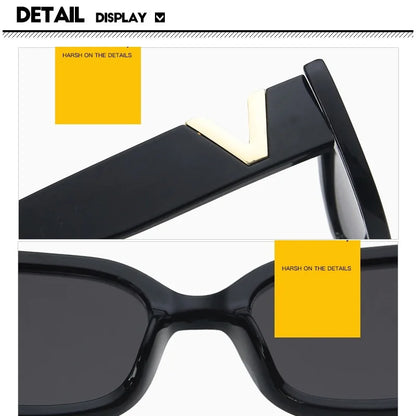 Retro Cat Eye Rectangle Sunglasses Women 2025 Trendy Vintage Designer v Sun Glasses  Eyewear Woman UV400 Lentes De Sol Mujer
