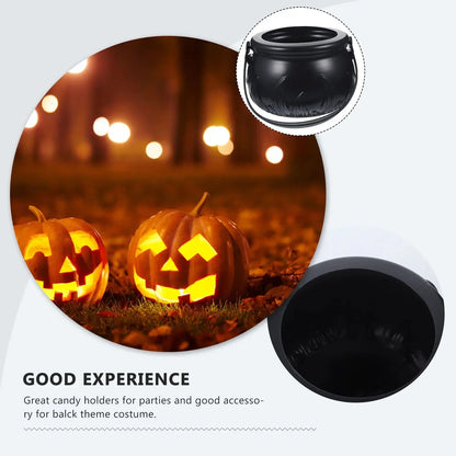 Candy Pot Halloween Flame Stripes Bucket Witch Basket Black Pot Kettle Trick Pumpkin Holder Goodie Photo Costume Decorate ﻿