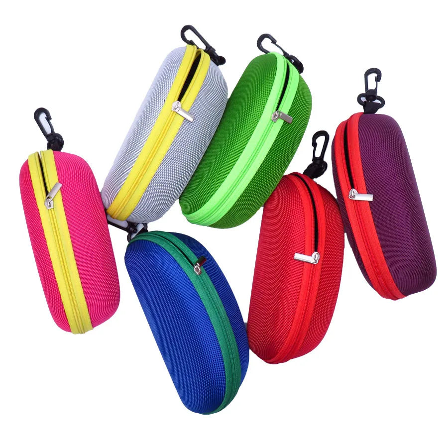 KLASSNUM Portable EVA Glasses Case With Carabiner Hook Colorful Sunglasses Hard Case Zipper Eyeglasses Protector Box Holder New