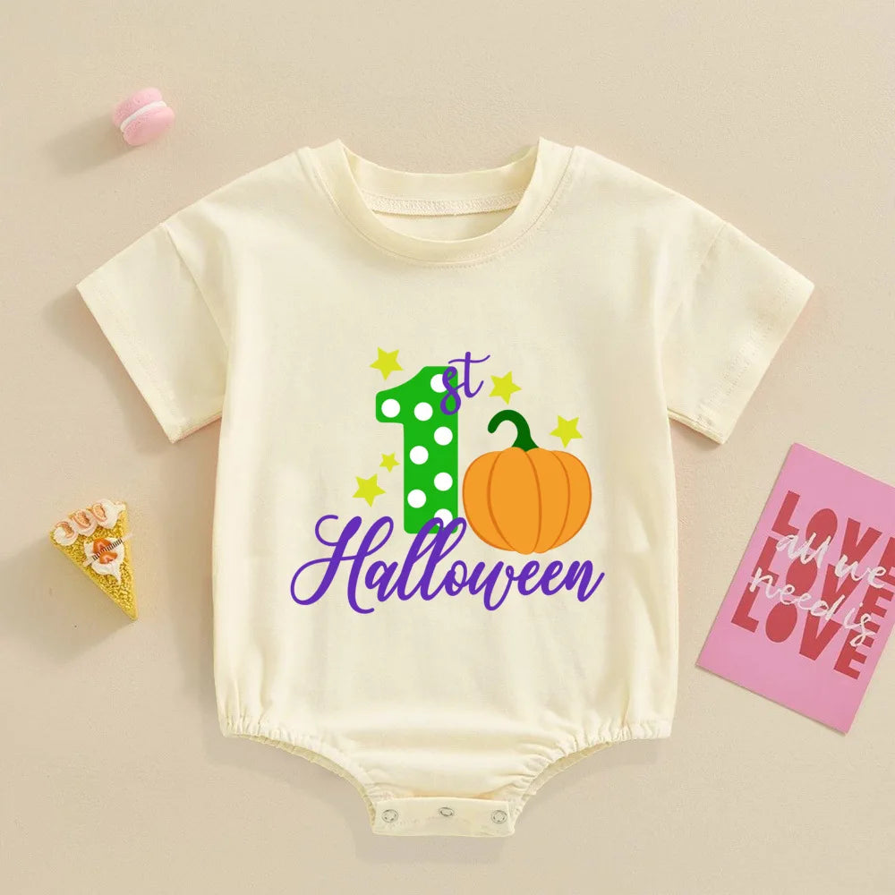 My First Halloween Print Baby Bubbles Romper Halloween Party Infant Outfit Bodysuit Newborn Large Jumpsuit Newborn Retro Clothes