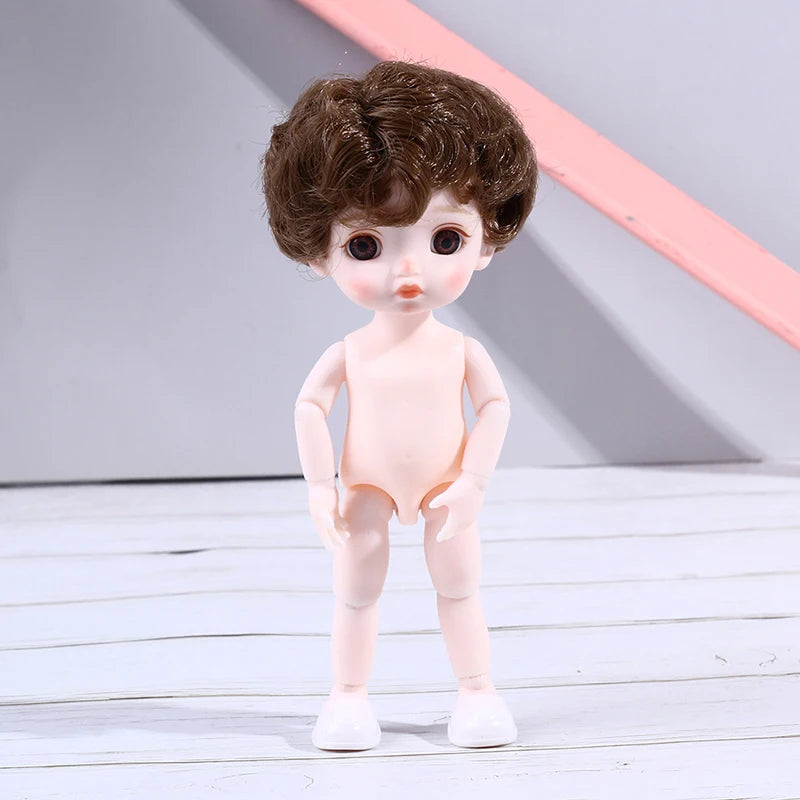 16cm Naked Body Mini 13 Movable Jointed Dolls Curly Hair Naked Body Doll DIY Toy Boy Dolls With Shoes for Children Birthday Gift
