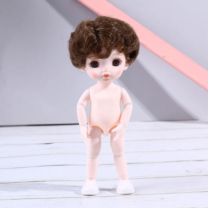 16cm Naked Body Mini 13 Movable Jointed Dolls Curly Hair Naked Body Doll DIY Toy Boy Dolls With Shoes for Children Birthday Gift