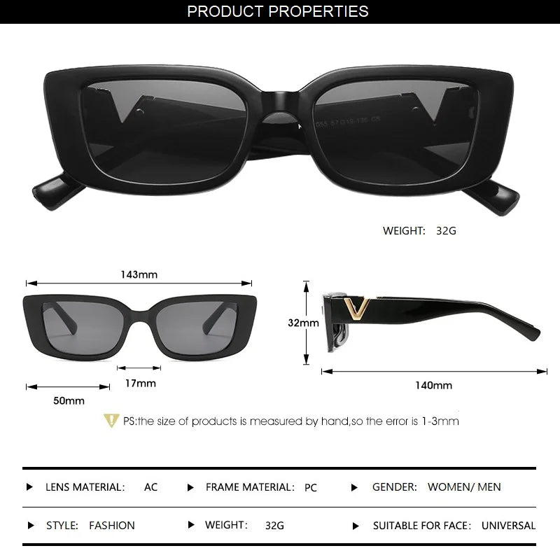 Retro Cat Eye Rectangle Sunglasses Women 2025 Trendy Vintage Designer v Sun Glasses  Eyewear Woman UV400 Lentes De Sol Mujer