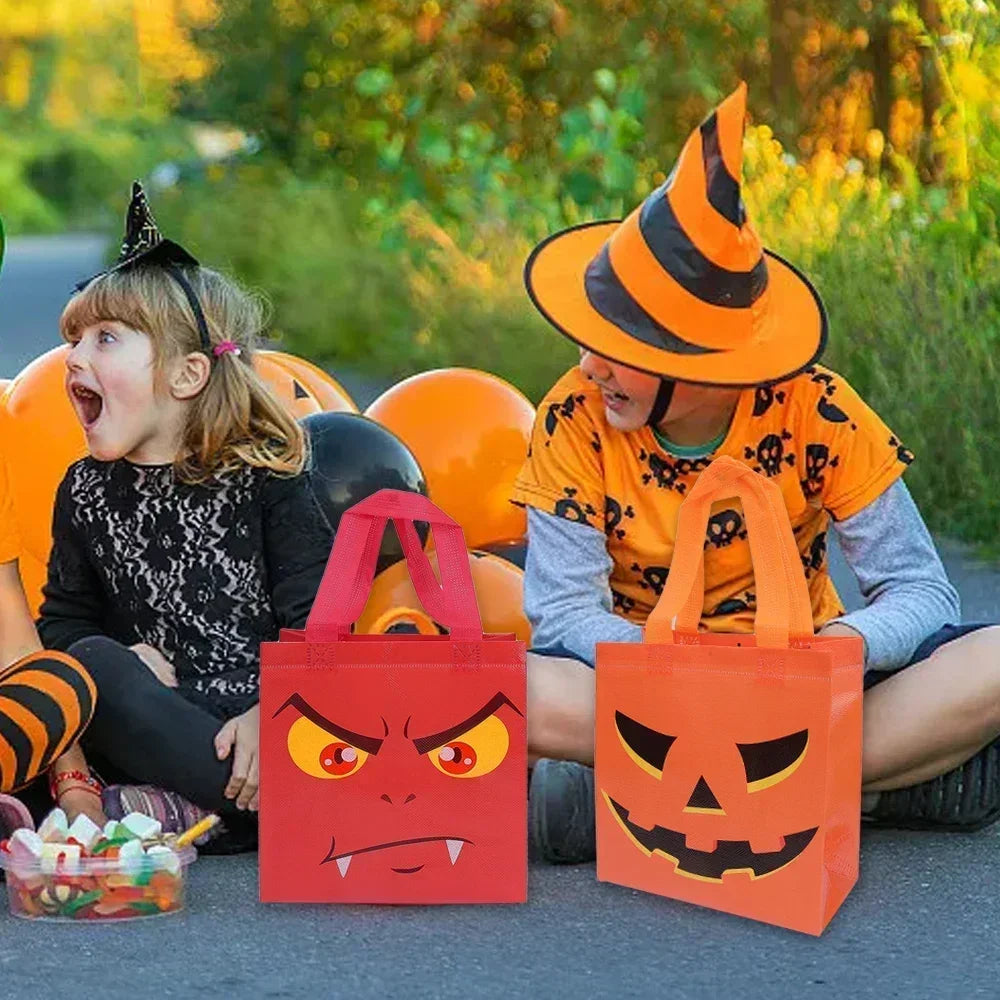 1-20pc Halloween Non-Woven Treat Bags Pumpkin Ghost Bat Mummy Monster Cat Pattern Totes Bag Trick or Treat Halloween Party Favor