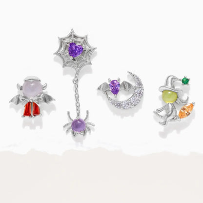 New Halloween Gothic Cute Oil Drip Pumpkin Ghost Skull Stud Earrings for Women Fashion Jewelry Gift Wholesale