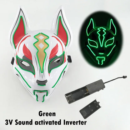 Glowing Halloween Party El Face Mask Japanese Anime Character Cosplay Led Clothing Fox Face Mask for Parties