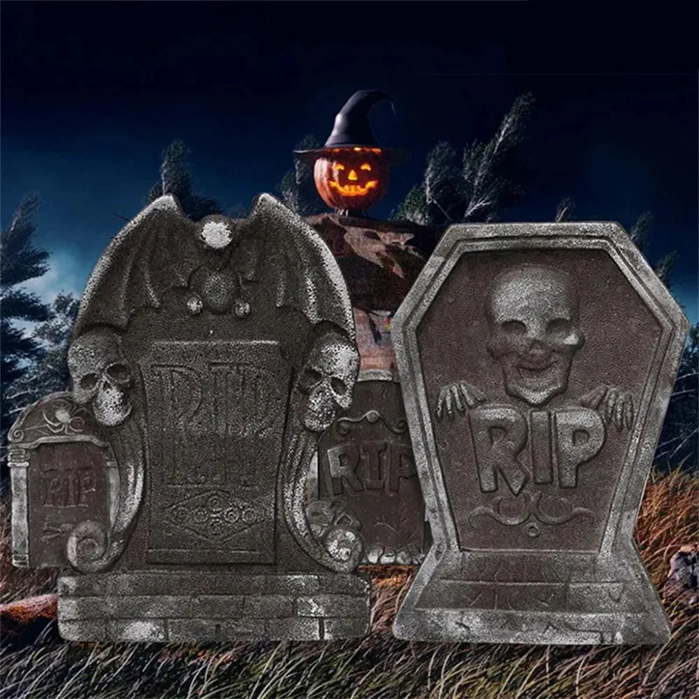 Halloween Decoration Foam Skeleton Tombstone With RIP Letters Grave Bat Horror House Props Rip Tombstone Props Party Supplies